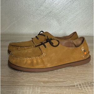 Tan Moccasin Boat Shoes with Suede Finish